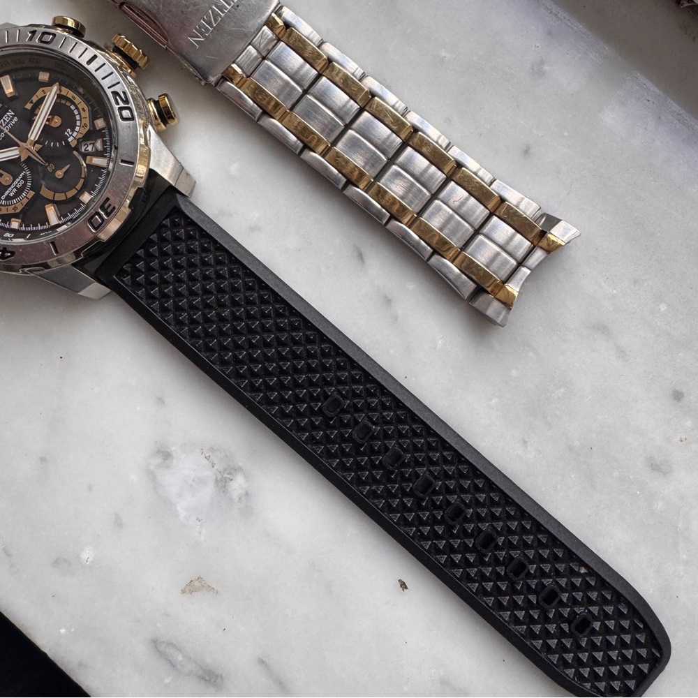 Citizen Eco Drive B620 Chronograph Watch • Black Dial • New Rubber Strap - Picture 12 of 12